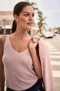 Joesph Ribkoff Metallic Knitted Camisole with Rhinestones