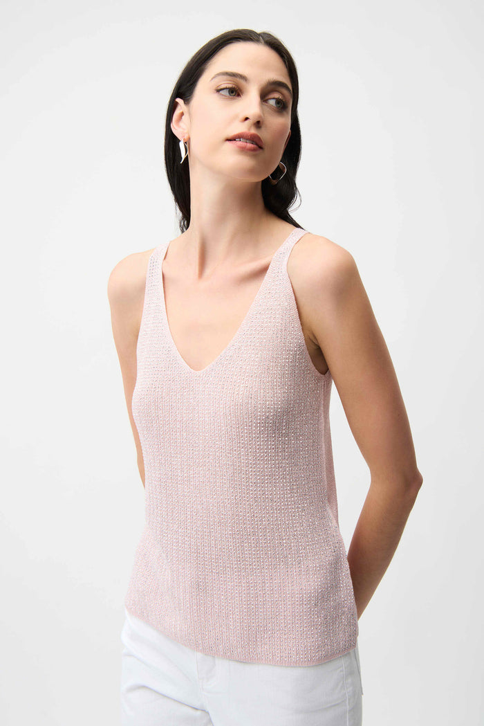 Joesph Ribkoff Metallic Knitted Camisole with Rhinestones