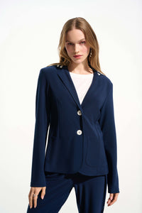 Joesph Ribkoff Silky Knit Fitted Blazer With Stripe Band Detail