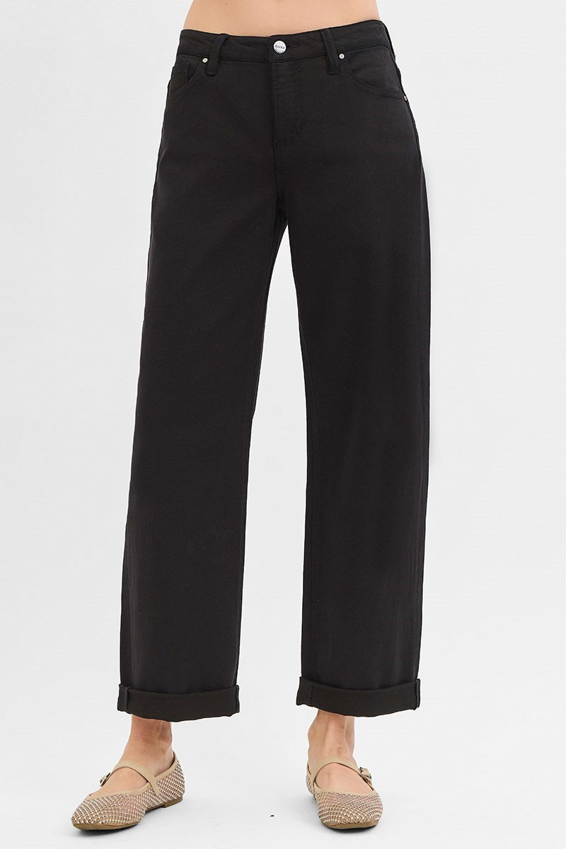 Risen Tummy Control Mid Rise Ankle Barrel Relaxed Baggy Pants