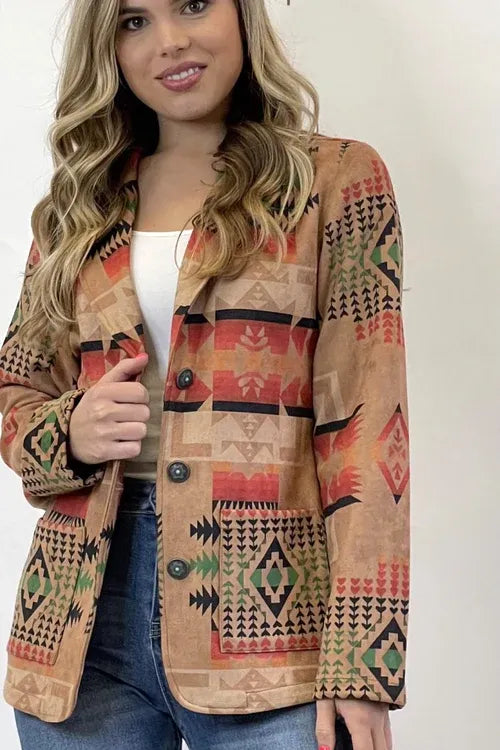 Fashion Express Express Brown Suede Aztec Blazer