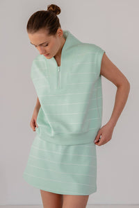 Modal Scuba Stripe Luxe V-NECK Sleeveless Top And Skort Set