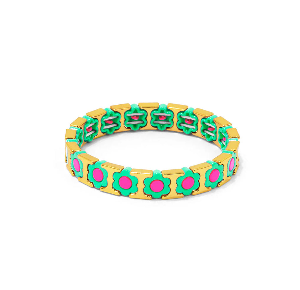 Lime Flower Enamel Stretch Bracelet Jewelry