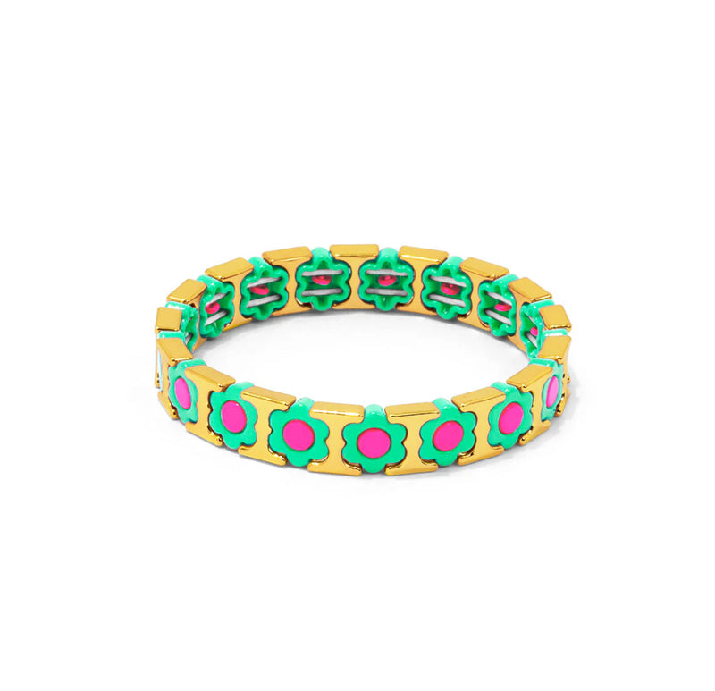 Lime Flower Enamel Stretch Bracelet Jewelry