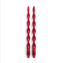 Twist and Glow Set of 2 Red/Dark Red Ribbon 15 3/4" Twist Taper Candles in Gift Box