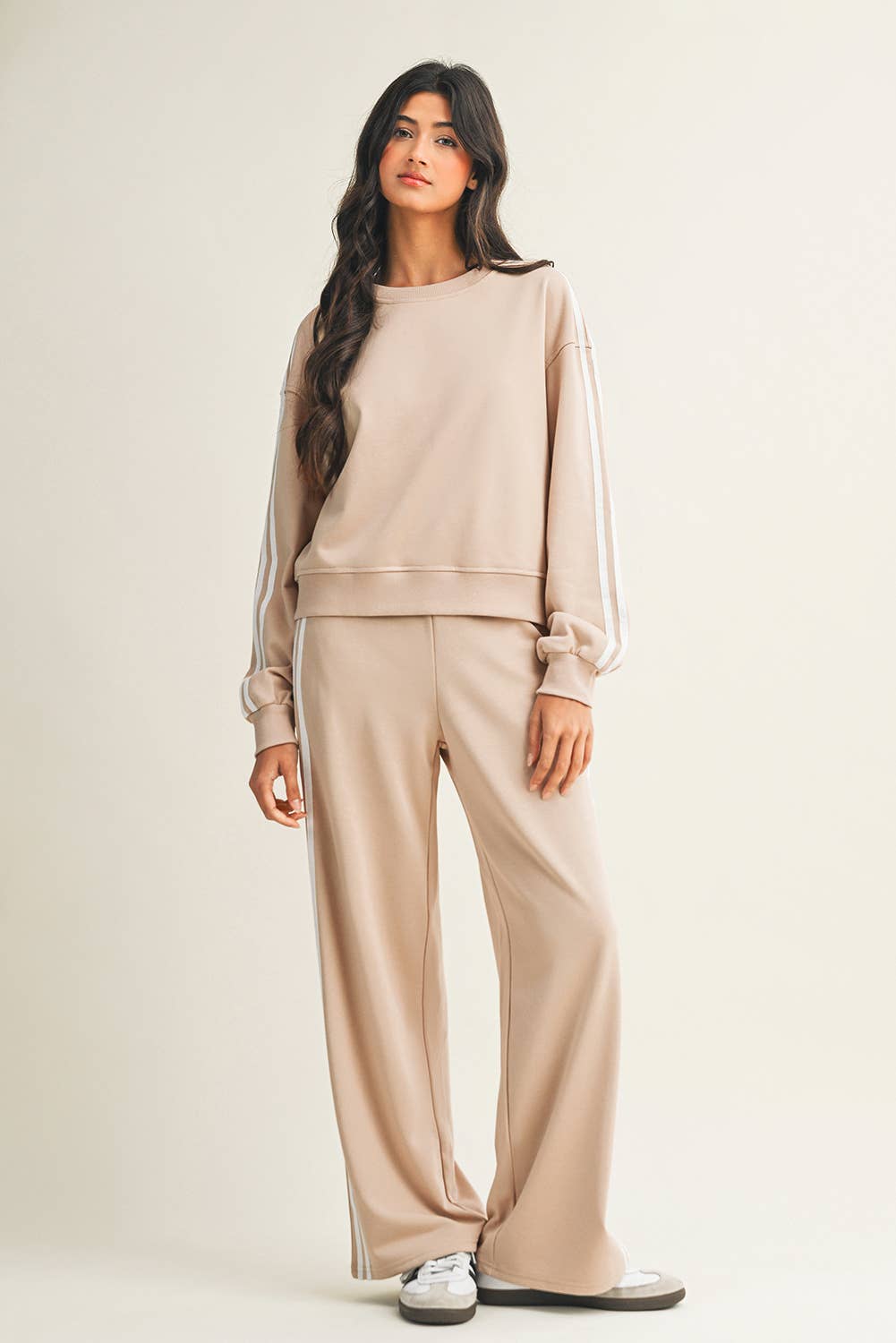 LDC Striped Crewneck Pullover Sweatpants 2pcs Outfit