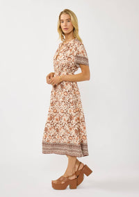 Placket Smocked Midi Dress