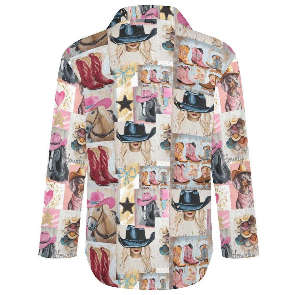 Baha Ranch Danilo Painted Cowgirl Collage Button Up Shirt