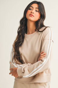 LDC Striped Crewneck Pullover Sweatpants 2pcs Outfit