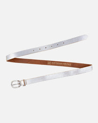 Eva | Metallic Skinny Fun Full Grain Leather Belt Women
