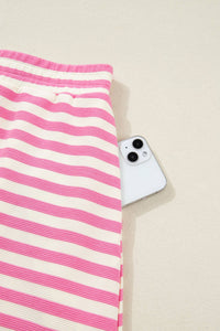 Striped Quarter-Zip Sleeveless Top & Skirt Set