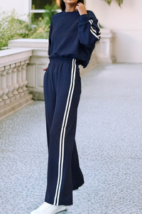 LDC Striped Crewneck Pullover Sweatpants 2pcs Outfit