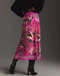 Street Tropical Botanical Print Vintage Skirt