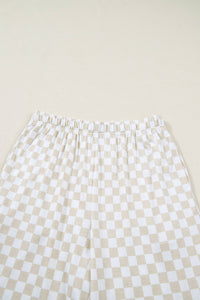 Checkered Print Half Sleeve Tee 2pcs Lounge Pant Set