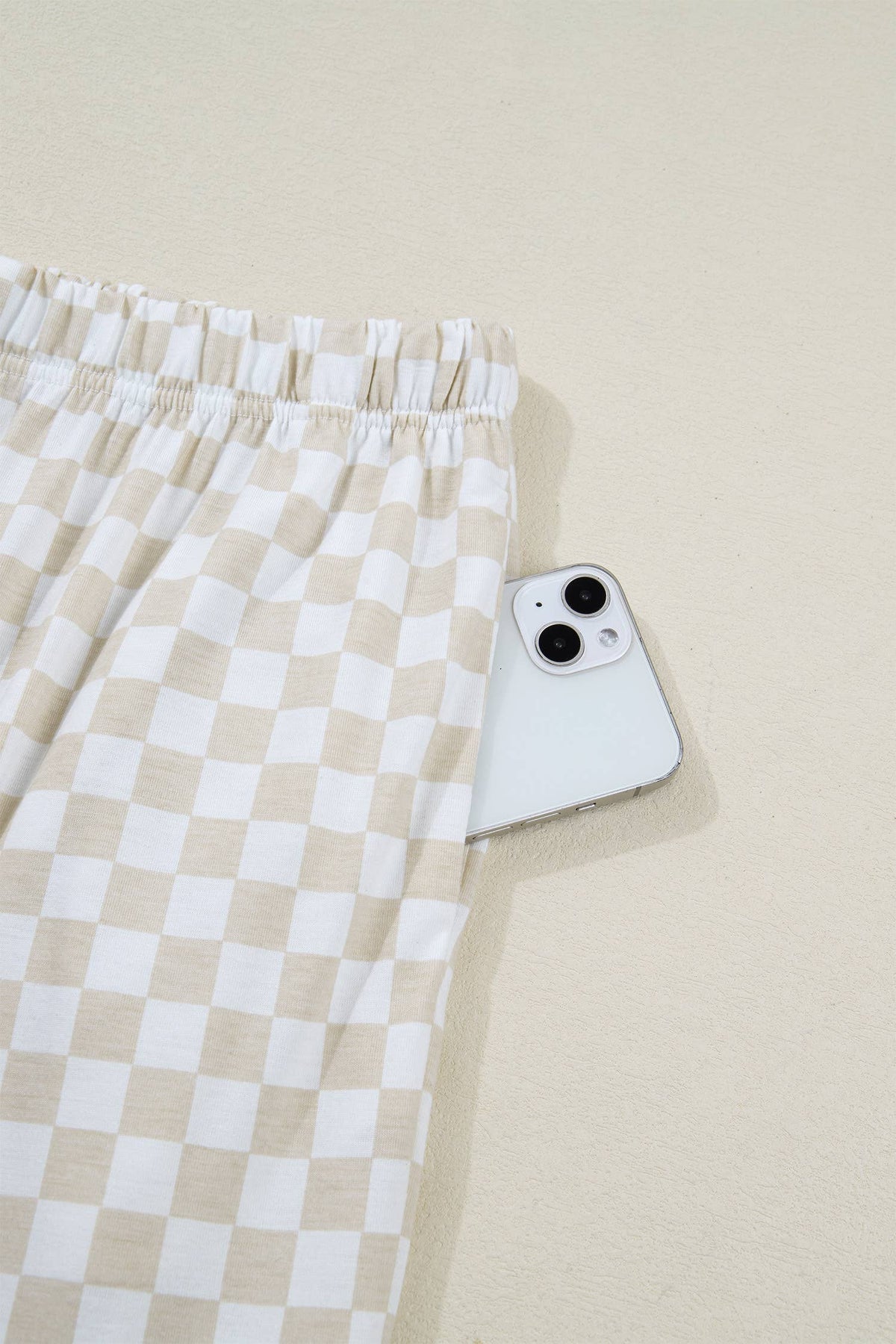 Checkered Print Half Sleeve Tee 2pcs Lounge Pant Set