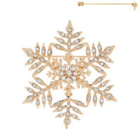 Rhinestone Jeweled Snowflake Brooch Pin