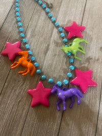 Colorful Pony & Star Necklace-whimsical/western/equestrian 