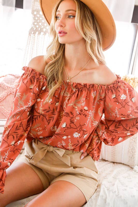Floral Off The Shoulder Casual Blouse Top