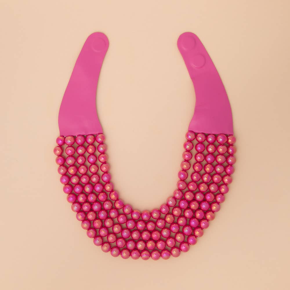 Multi-Strand Metallic Color Beaded Necklace