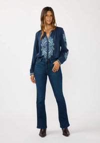Embroidered Raglan Button Blouse