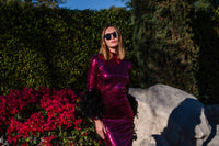Julianne Sequin Dress in Black Cherry