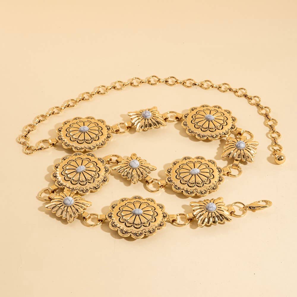 Western Round Concho Disc Chain Belt