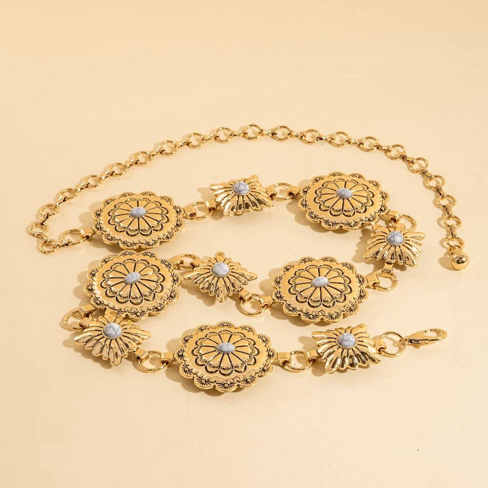 Western Round Concho Disc Chain Belt