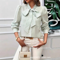 Long Sleeve Loose Fit Plaid Casual Blouse Shirt