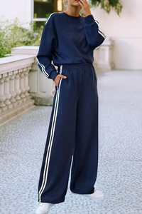 LDC Striped Crewneck Pullover Sweatpants 2pcs Outfit