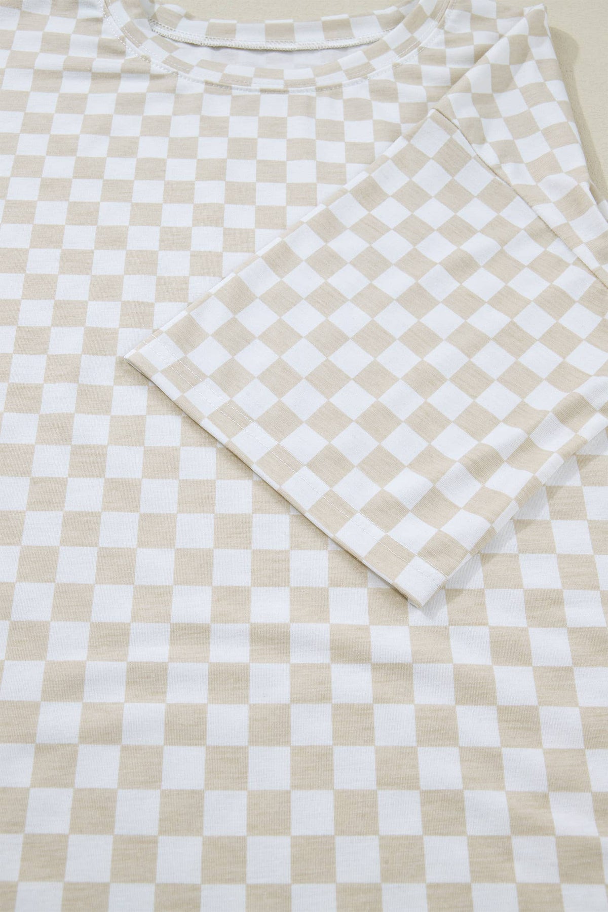 Checkered Print Half Sleeve Tee 2pcs Lounge Pant Set