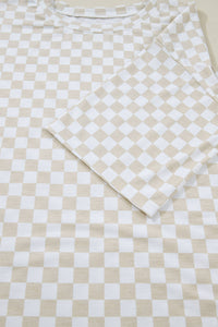 Checkered Print Half Sleeve Tee 2pcs Lounge Pant Set