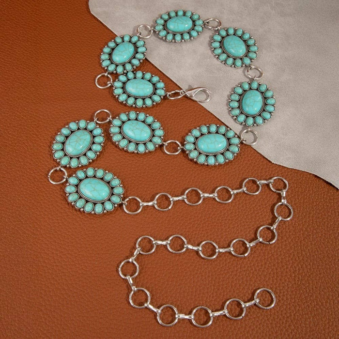 Western Oval Concho Disc Chain Belt