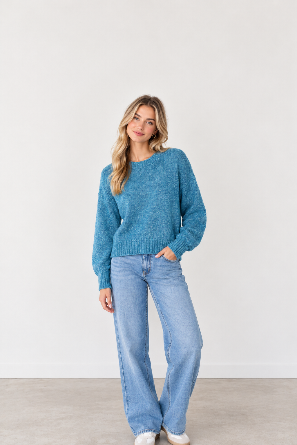 W.Cashmere Scout Crewneck Pullover-Peacock Blue